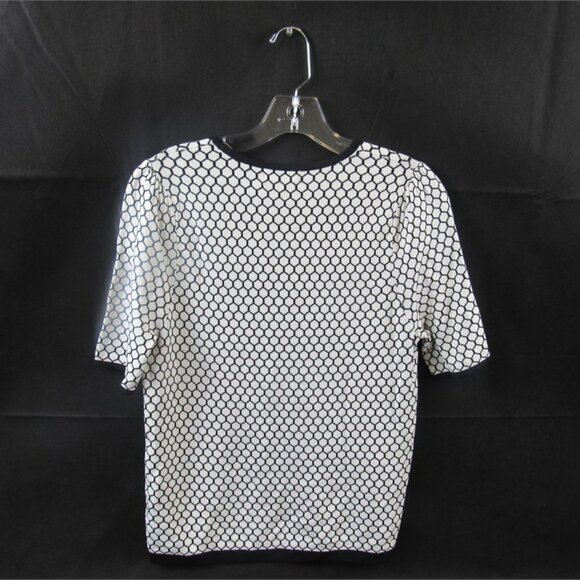 Wanko NWT Women's White/Black/Navy Honeycomb Print Sweater, Size F-HK, Small-US - Picture 6 of 10